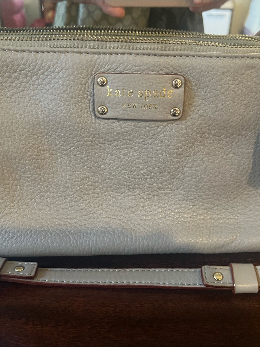 kate spade Pebbled Leather Shoulder Bag in Light Gray